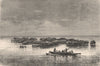 Lacustrine village of Tupuselei, Motu Territory, New Guinea. Papuasia 1885