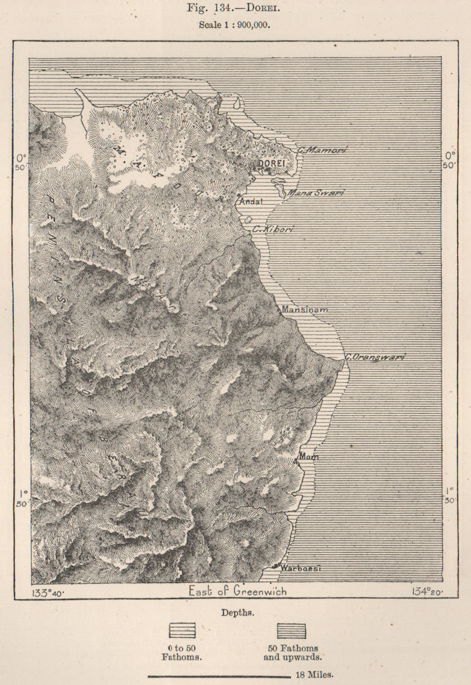 Dorei (Manokwari) West Papua, New Guinea. Indonesia. Papuasia 1885 old map