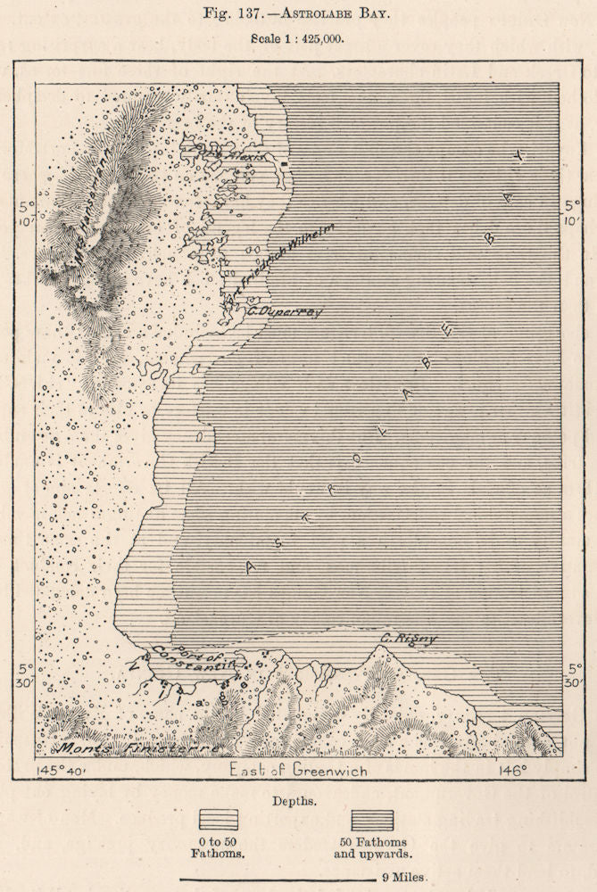 Astrolabe Bay. Papua New Guinea. Madang. Papuasia 1885 old antique map chart
