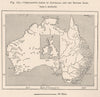 Comparative Areas of Australia and the British Isles 1885 old antique map