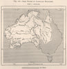 Chief routes of Australian Explorers 1885 old antique vintage map plan chart