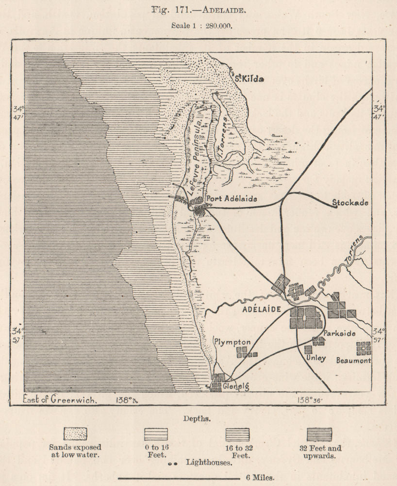 Adelaide. Australia 1885 old antique vintage map plan chart