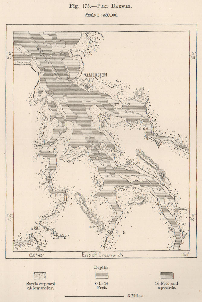 Port Darwin. Australia 1885 old antique vintage map plan chart
