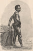 Tattooed native of the Marquesas Islands. French Polynesia 1885 old print