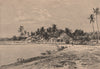 View of Waimea, Kauai Island, Hawaii. Hawaii 1885 old antique print picture