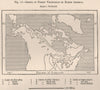 Limits of Forest Vegetation in North America. Canada 1885 old antique map