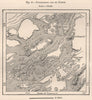 Julianehaab (Qaqortoq, Julianehab) and its Fjords. Greenland 1885 old map