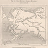 Chief routes of Alaskan explorers 1885 old antique vintage map plan chart