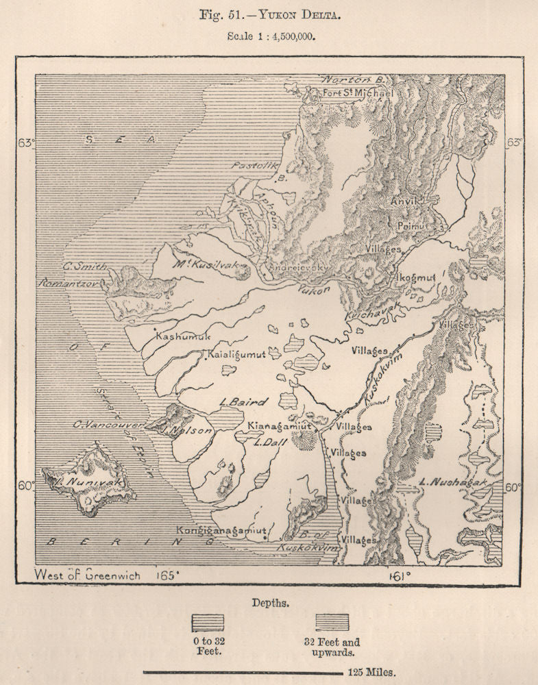 Yukon Delta. Alaska 1885 old antique vintage map plan chart