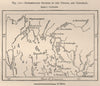 Intermingled sources of the Ottawa and Gatineau rivers. Canada 1885 old map