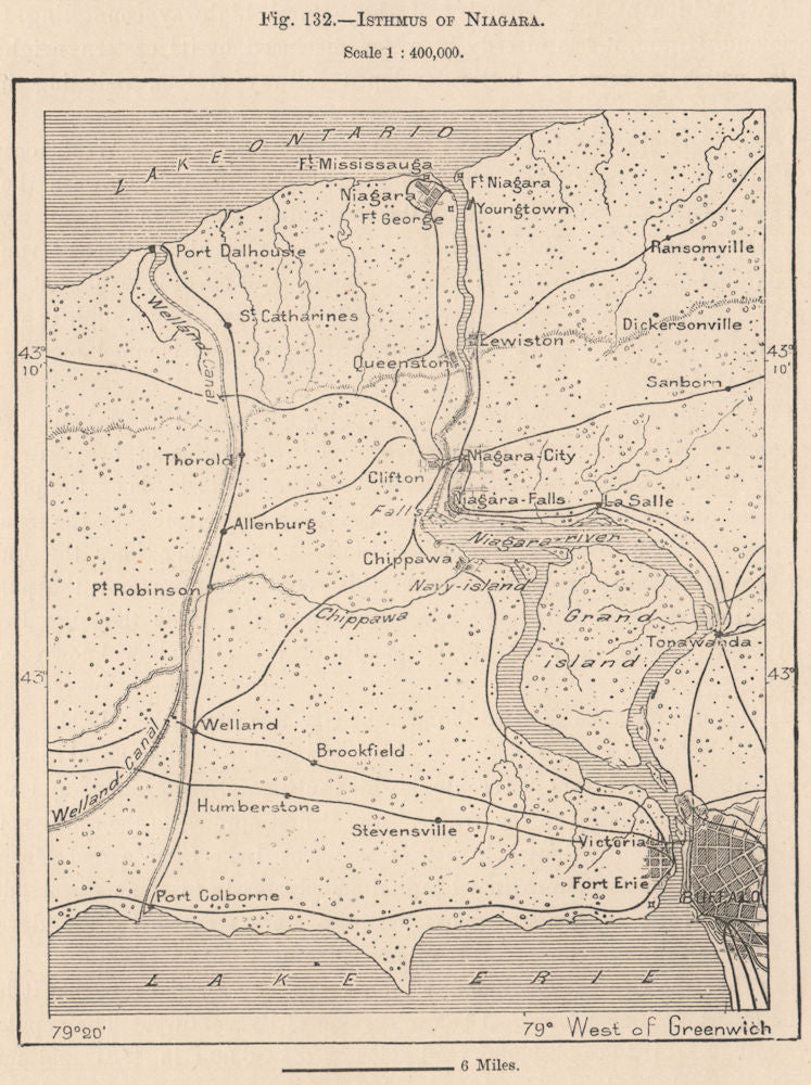 Isthmus of Niagara. North America. Canada 1885 old antique map plan chart
