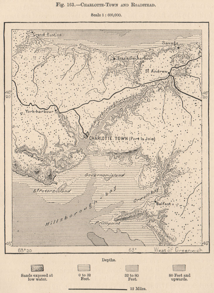 Charlottetown and roadstead. Prince Edward Island, Canada 1885 old antique map