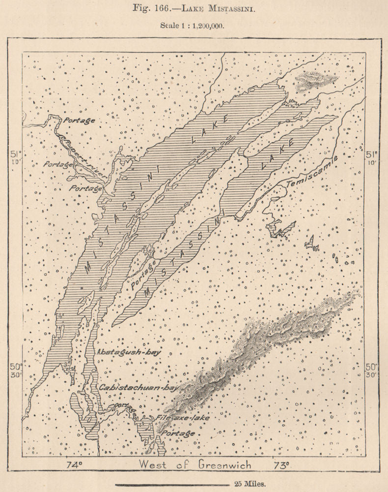 Lake/Lac Mistassini. Canada 1885 old antique vintage map plan chart