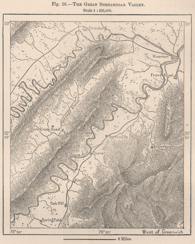 The Great Shenandoah Valley. Virginia 1885 old antique vintage map plan chart
