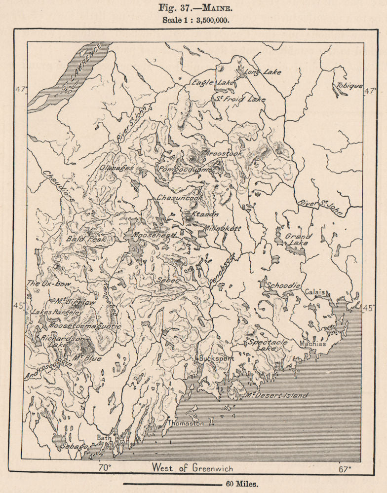 Maine 1885 old antique vintage map plan chart
