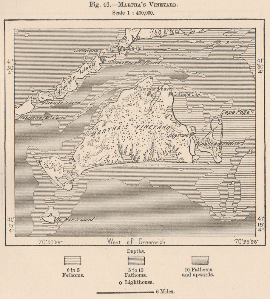Martha's Vineyard. Massachusetts 1885 old antique vintage map plan chart