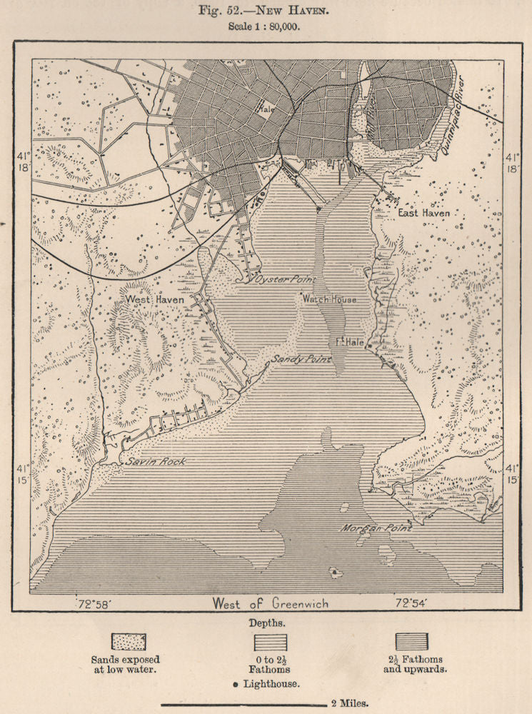 New Haven. Connecticut 1885 old antique vintage map plan chart