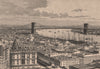 Brooklyn Bridge, seen from New York 1885 old antique vintage print picture