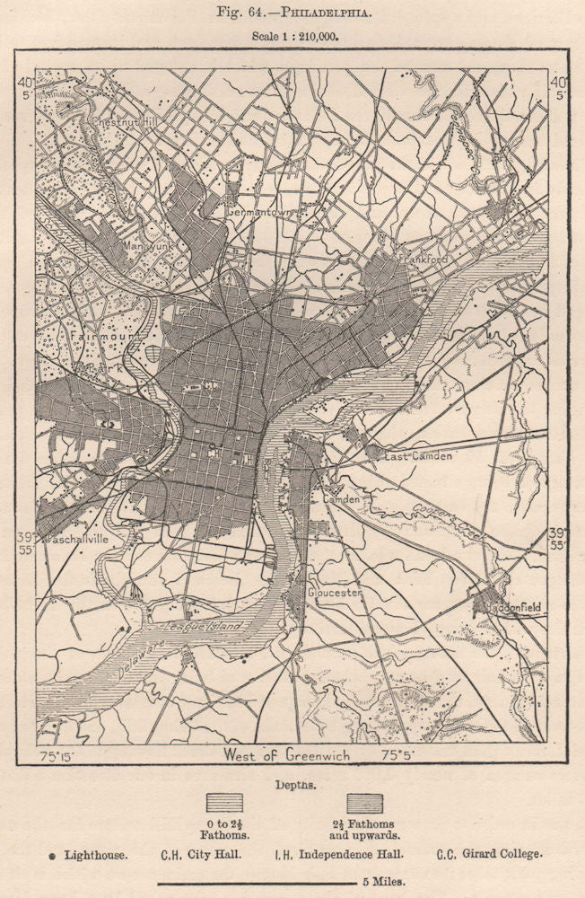 Philadelphia. Pennsylvania 1885 old antique vintage map plan chart