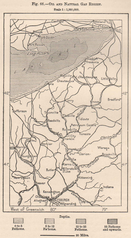 Oil and natural Gas region. Pennsylvania 1885 old antique map plan chart