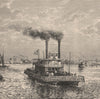 Steam Ferry on the Mississippi. Louisiana 1885 old antique print picture
