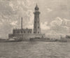 Chicago water-works, Lake Michigan. Illinois 1885 old antique print picture