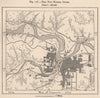 The two Kansas Cities 1885 old antique vintage map plan chart