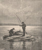Yellowstone Lake-fishing and cooking. Wyoming 1885 old antique print picture