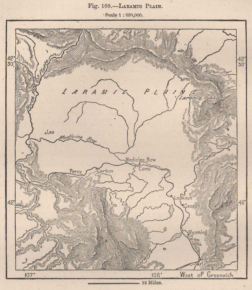 Laramie Plain. Wyoming 1885 old antique vintage map plan chart