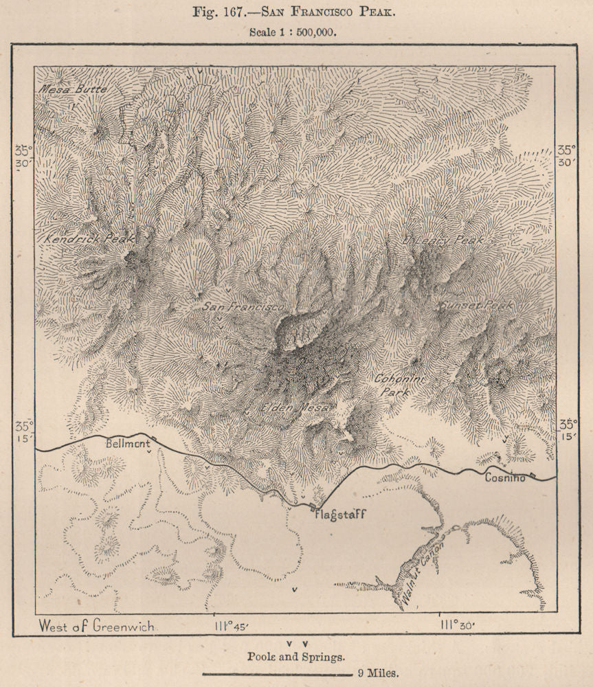 San Francisco Peak. Arizona 1885 old antique vintage map plan chart