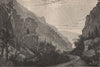 Sunrise in the American Fork Canyon, Utah 1885 old antique print picture