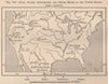 Gold Silver Quicksilver(Mercury)Copper Mines of the United States.USA 1885 map