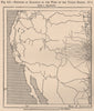 Network of Railways in the West of the United States, 1889. USA 1885 old map