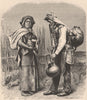 Water-carrier and Tortillas Woman. Mexico 1885 old antique print picture