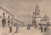 Street view in Morelia. Michoacán, Mexico 1885 old antique print picture
