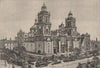 Mexico City Metropolitan Cathedral. Catedral Metropolitana 1885 old print