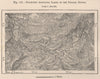 Projected artificial Lakes on the Panama divide 1885 old antique map chart