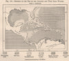 Deposits on the bed of the Atlantic & West India waters. Caribbean 1885 map