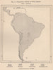 Inhabitable regions in South America 1885 old antique vintage map plan chart