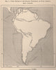 Chief routes of the Spanish conquerors in South America 1885 old antique map
