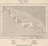 Curacao. Curaçao. Netherlands Antilles 1885 old antique vintage map plan chart