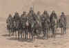 Araucanian (Mapuche) Cacique and his staff. Chile 1885 old antique print