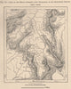 Limit of the 18th century mining interdict around Diamantina. Brazil 1885 map