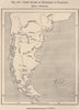 Chief routes of explorers in Patagonia. South America. Argentina 1885 old map