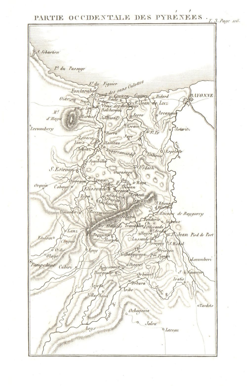 Western Pyrénées-Atlantiques. Bayonne St-Jean-de-Luz/Pied-de- Port 1817 map