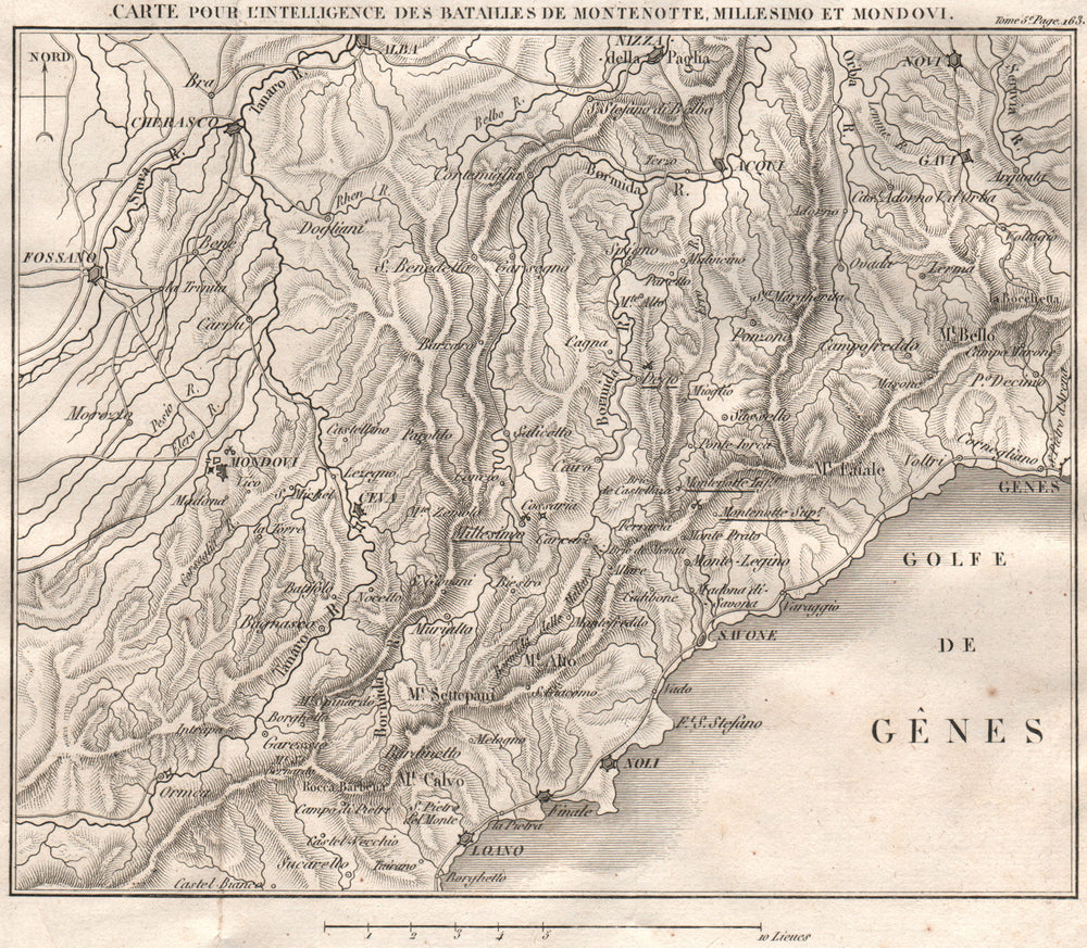 LIGURIA. Battles of Montenotte, Millesimo & Mondovi 1796. Italy 1817 old map