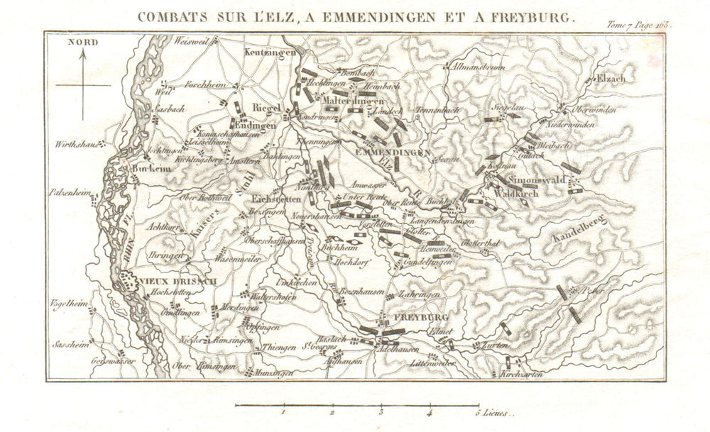 Battle of Emmendingen & Freiburg 1796. Elz. War of the First Coalition 1818 map