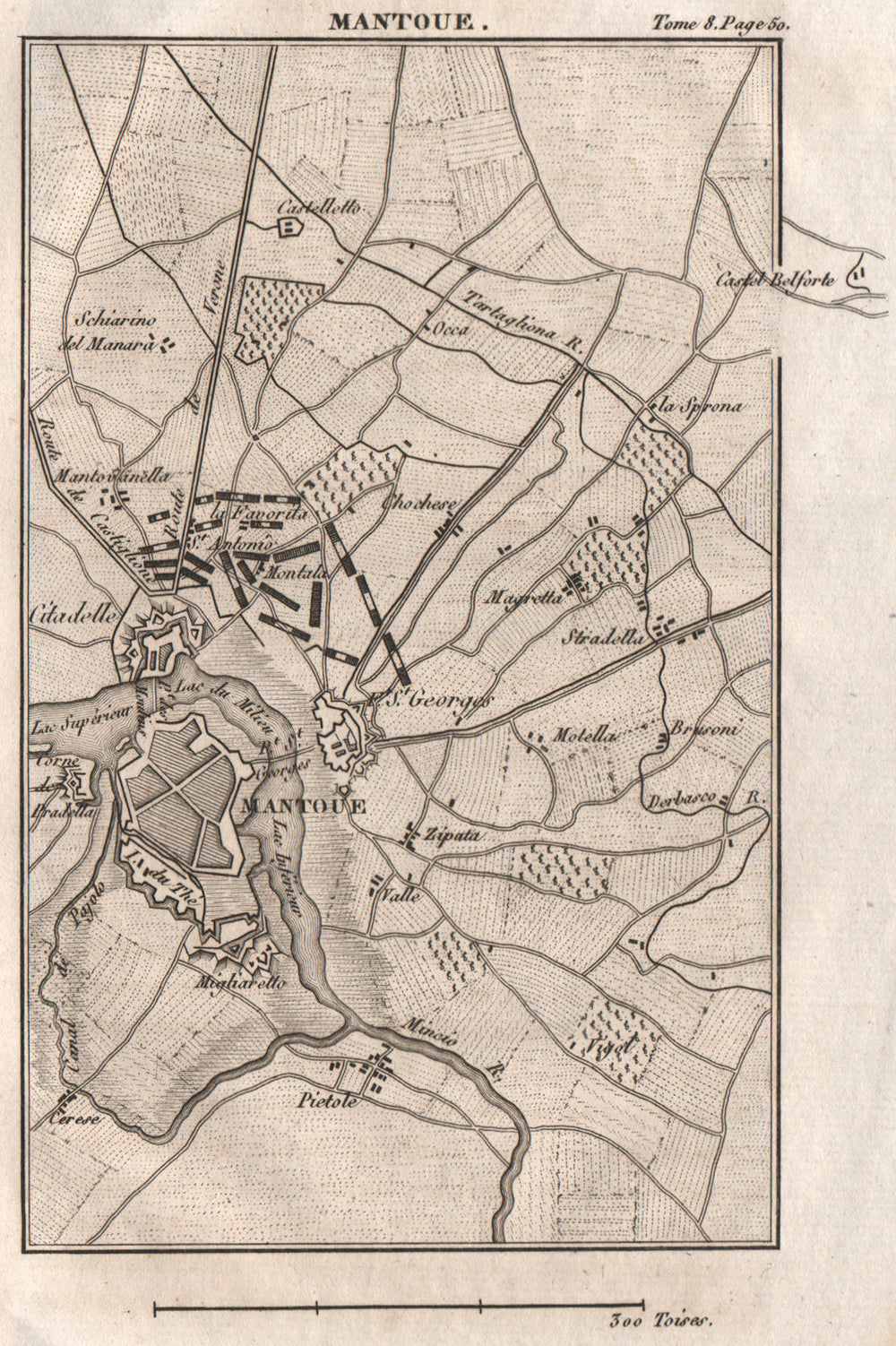 Siege of Mantua 1796-7. Italy 1818 old antique vintage map plan chart