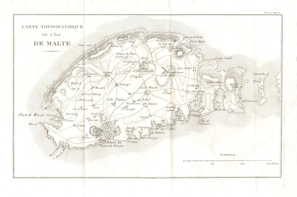 The island of MALTA. Topographical. Valetta 1818 old antique map plan chart