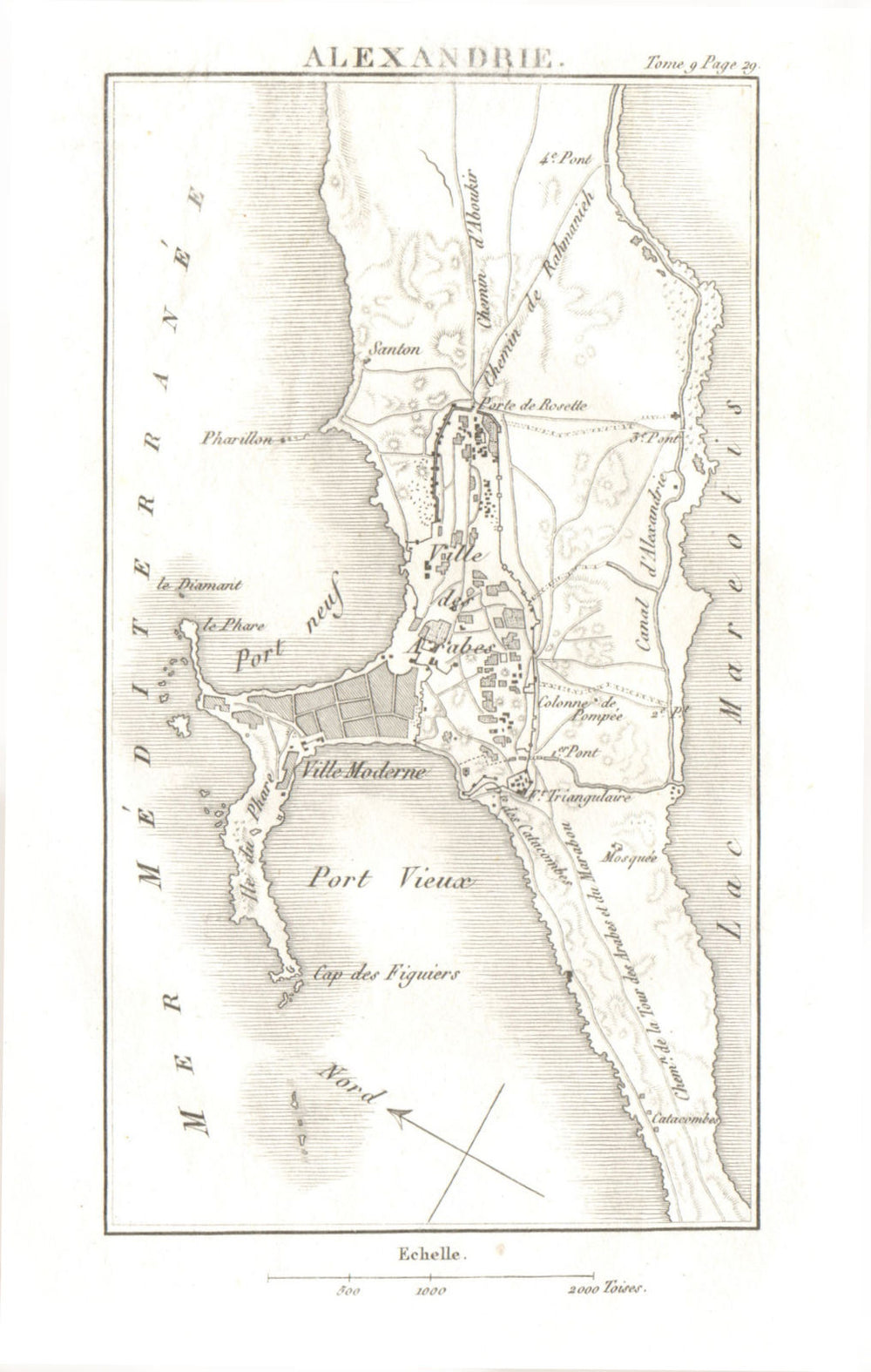 Town plan of ALEXANDRIA, EGYPT 1818 old antique vintage map chart
